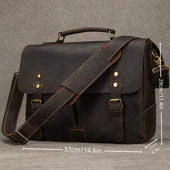 Leather Laptop Briefcase Cowhide Satchel Bag Father's Gift
