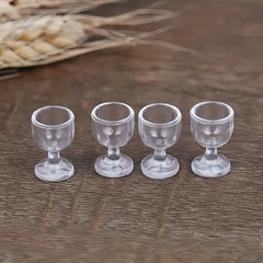 Clear Plastic Stemware Wine Glasses for Dollhouse Kitchen Decor