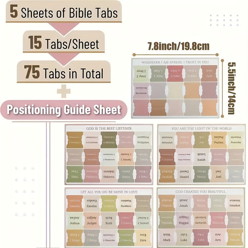 Bible Index Tab 75 Tabs Large Label Stickers Faith Classification Sticker