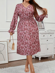 Floral Print Flounce Sleeve Maxi Dress