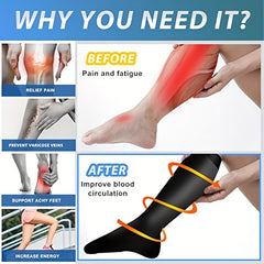 4 Pairs Knee High Compression Socks 15-20 mmHg Support for Women and Men