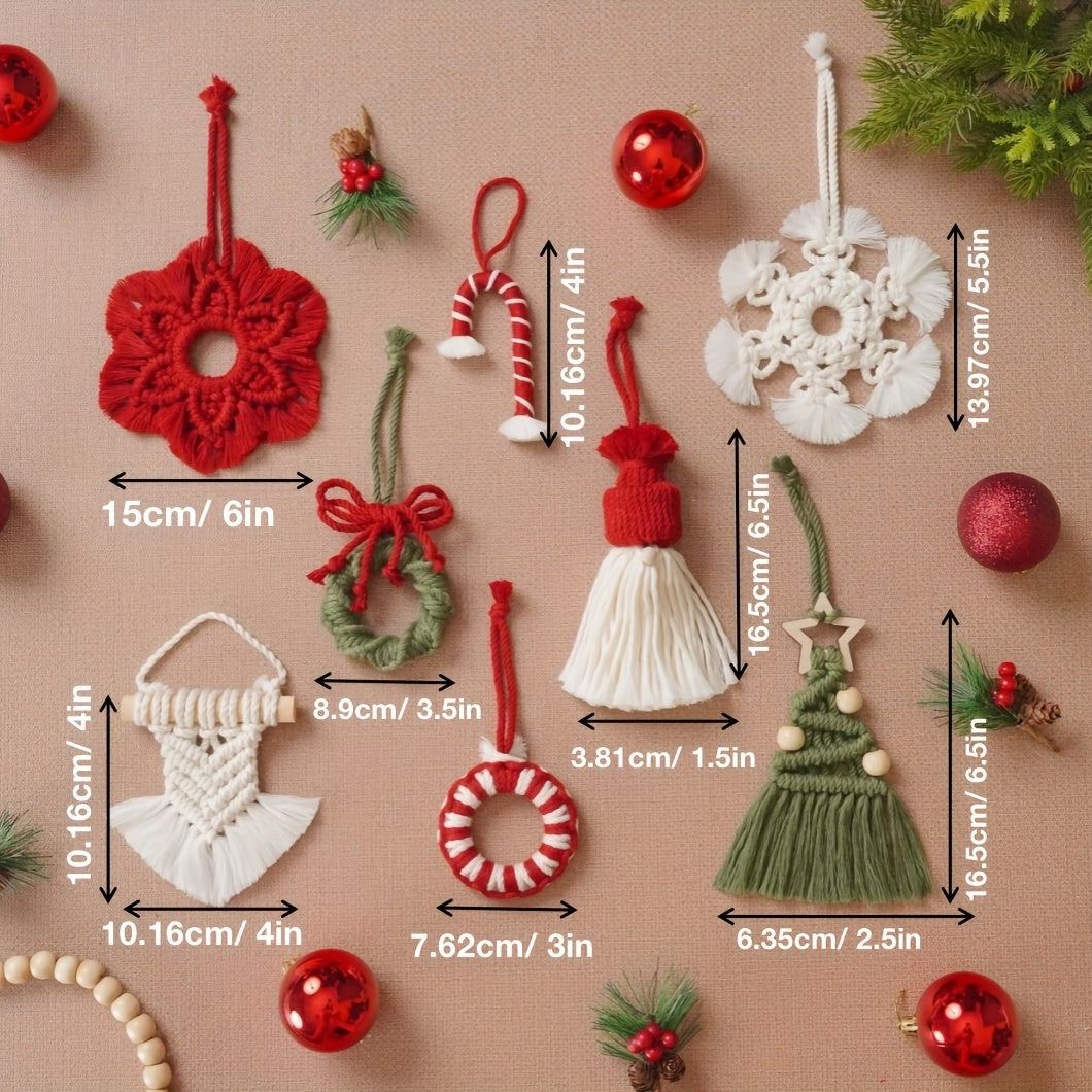 8pcs Woven Christmas Decorations DIY Kit - Perfect Holiday Gift