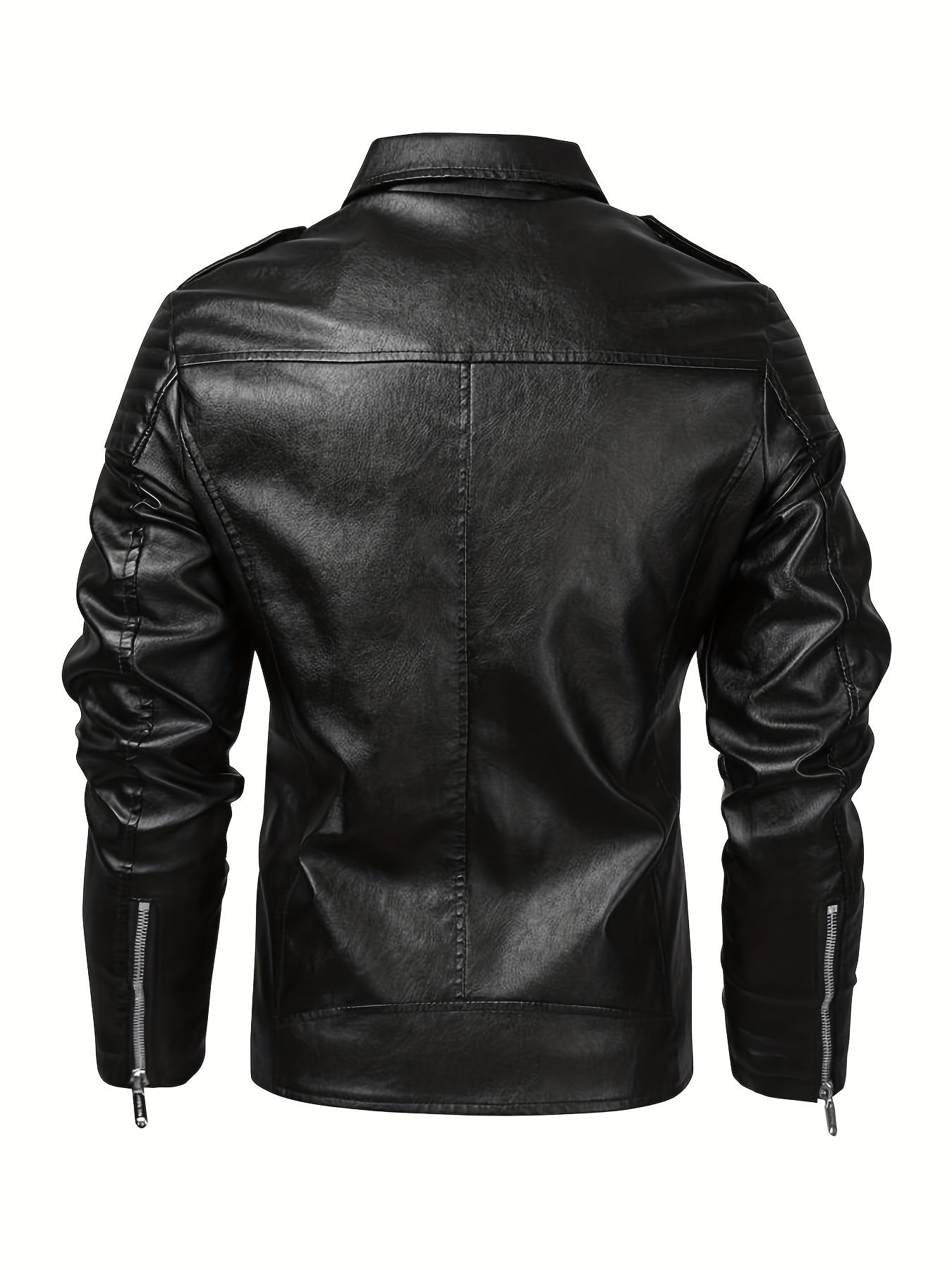 Men's PU Leather Lapel Zipper Jacket for Autumn/Winter