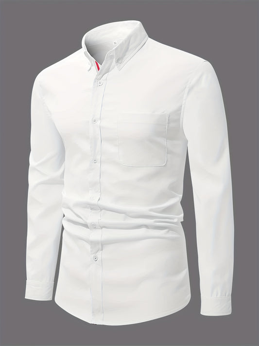 Men's Classic Long Sleeve Shirt with Chest Pocket
