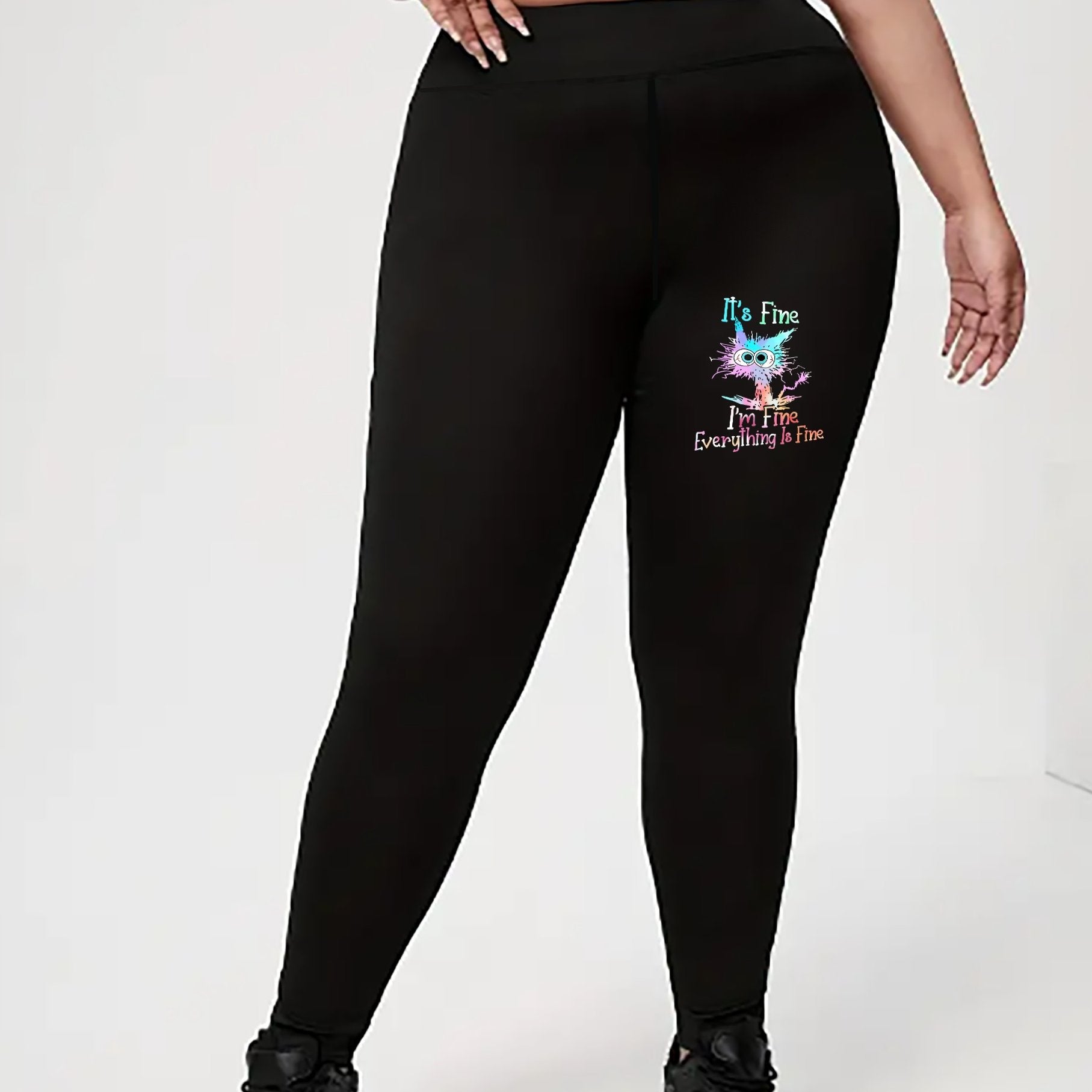 Cat Print High Rise Yoga Leggings