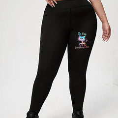  Cat Print High Rise Yoga Leggings