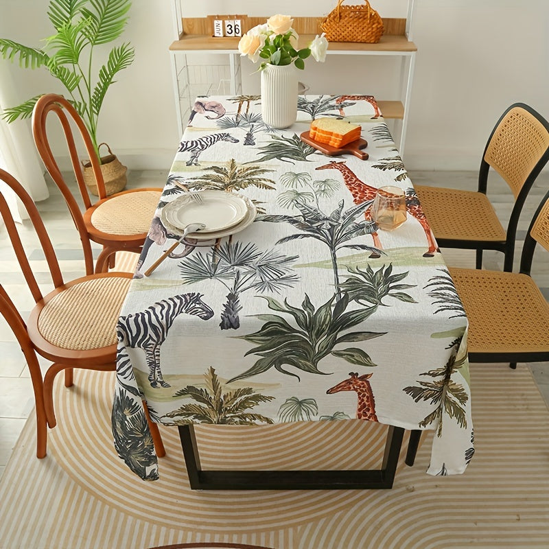 Tropical Prairie Animal Printed Tablecloth - Waterproof & Washable