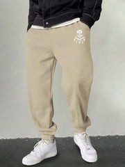Men's Skull & Bone Print Joggers Casual Breathable Sweatpants
