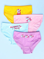 4 Packs Flamingo Graphic Girls Briefs Cotton Breathable Comfortable Underwear