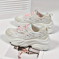 Women's Mesh Platform Sports Shoes Breathable Low Top Sneakers