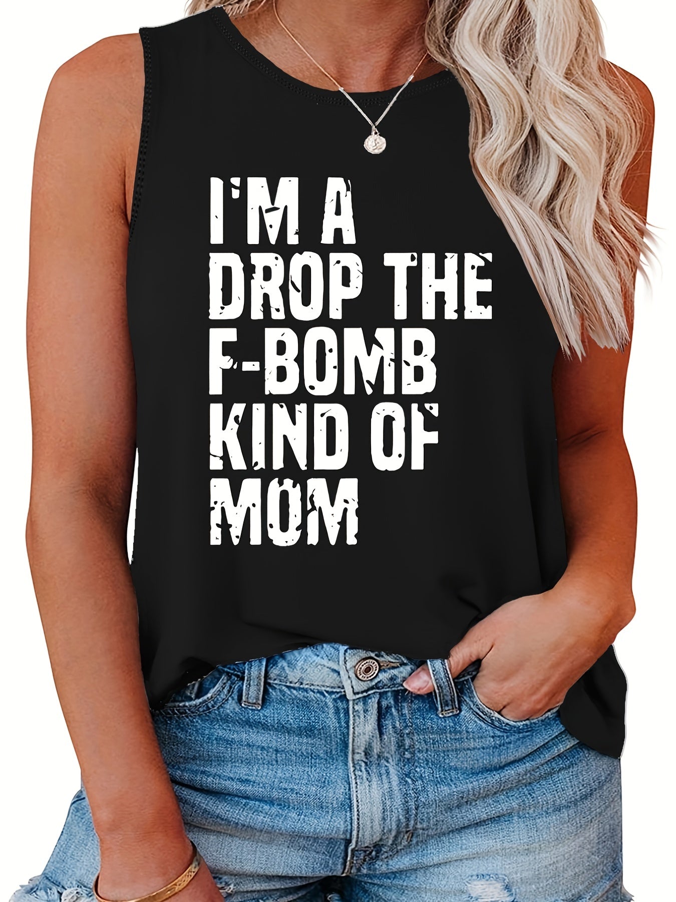  Women's Slogan Print Tank Top