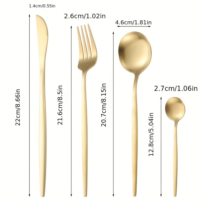 24pc Western Tableware Set with Storage Box Hotel Dinner Fork Spoon