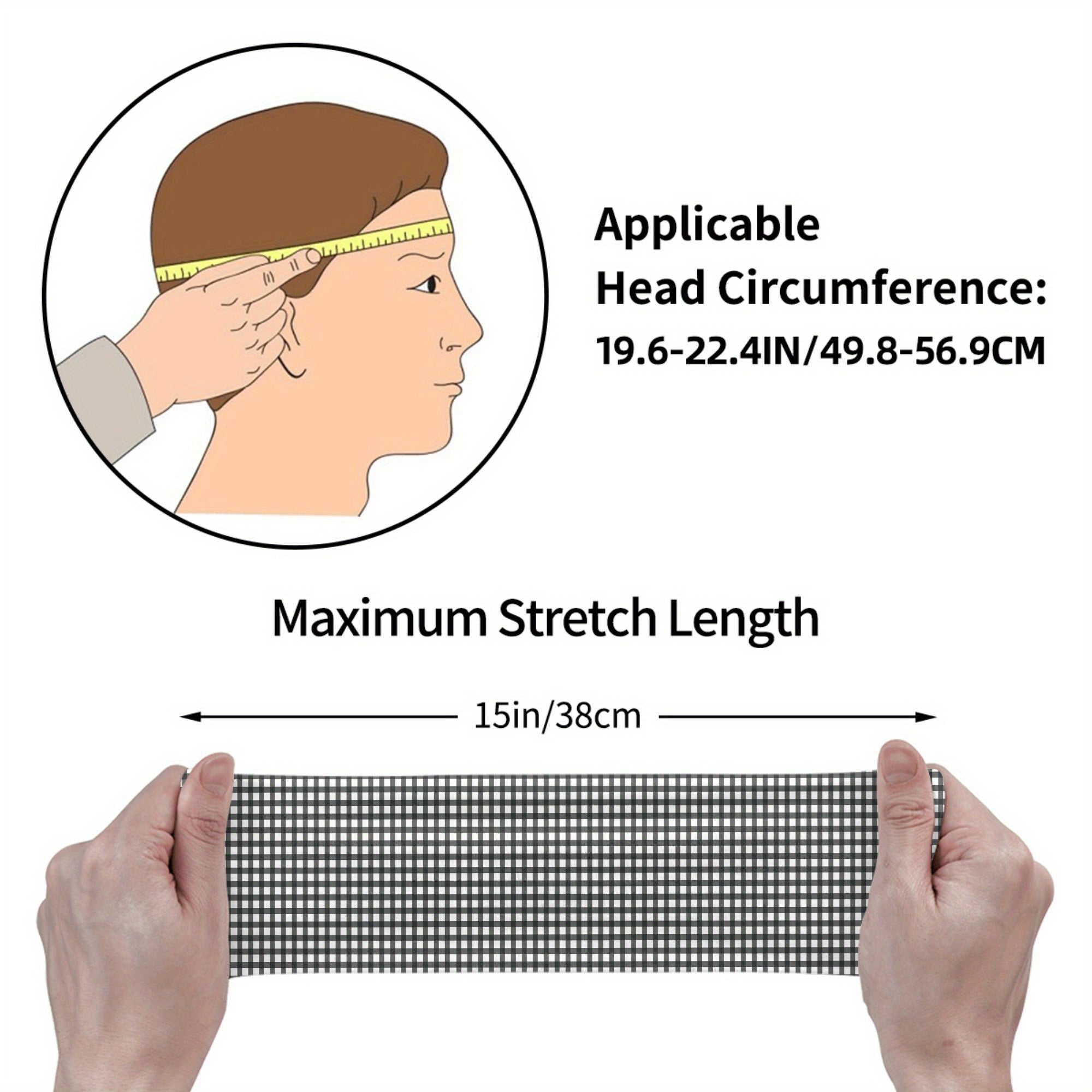 Men's Vintage Headband Plaid Pattern Lightweight Fabric Non Slip Hairband