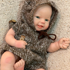 16" Lifelike Reborn Baby Boy Doll Platinum Silicone Light Beige Veins Open Eyes