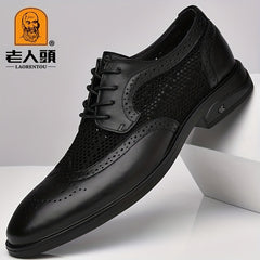 LAORENTOU Men's Brogue Mesh Dress Shoes - Wedding Business Party