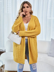  Casual Cardigan Women's Plus Solid Jacquard Long Sleeve Knit Cardigan