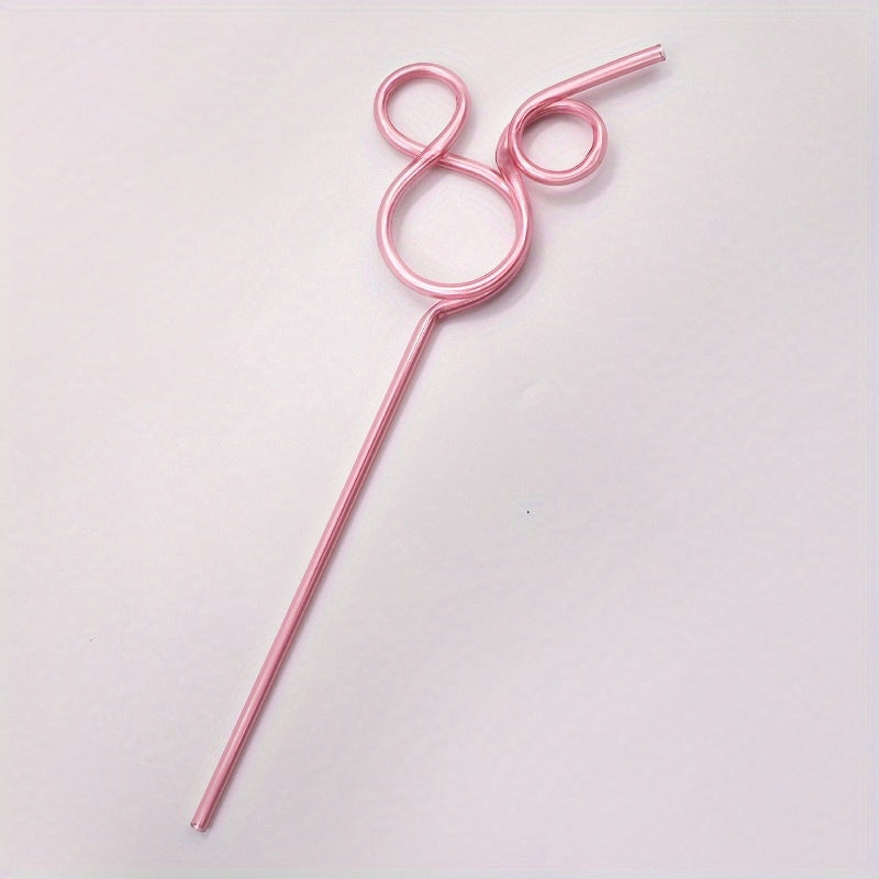 6pcs Mouse Shaped Reusable Colorful Straws Party Supplies