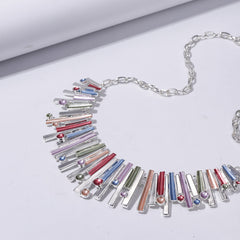3pcs Silver Plated Geometric Earrings Necklace Set