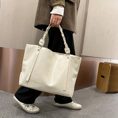 Minimalist Solid Tote Bag Satchel Handbag For Work Twisted Straps
