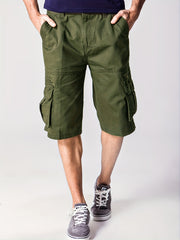 Men's Solid Retro Cargo Shorts
