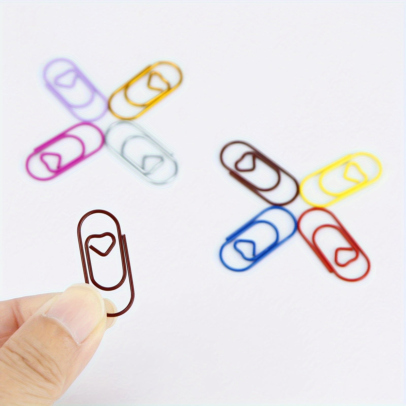 50pcs Heart Paper Clips Office Metal Clips School Supplies