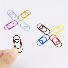 50pcs Heart Paper Clips Office Metal Clips School Supplies