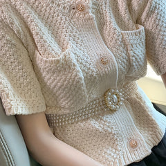 Wide Belt Pearl Flower Buckle Elastic Chain Belts For Women Dress