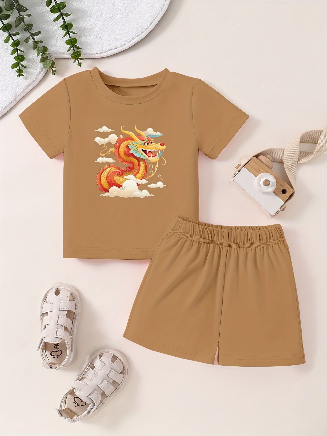 Toddler Dragon T shirt & Shorts 2pcs Summer Set