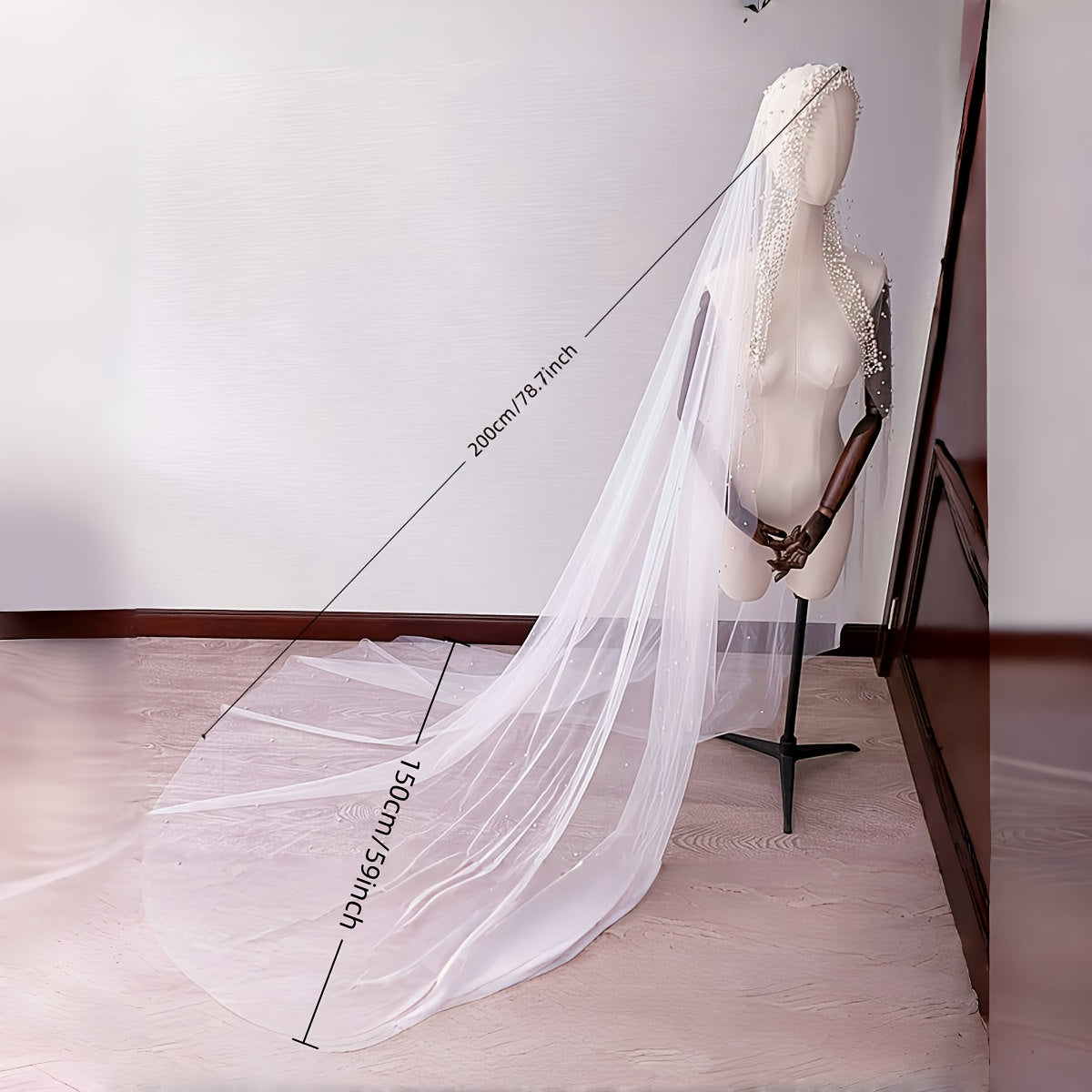 Bridal Headpiece Veil with 2m Long Train