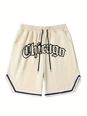 Men's Chicago Graphic Drawstring Stretchy Short Pants