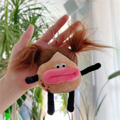 2pcs Funny Plush Dolls with Expressive Eyes and Fluffy Hair