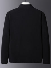 Men's Casual Fleece Jacket Solid Full Zip Stand Collar