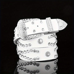 Y2K Rhinestone Belt Hip Hop Pin Buckle Vintage Cowgirl Belt