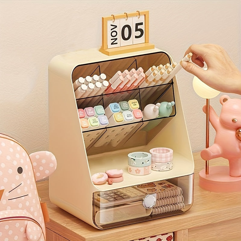 Desk Storage Box DIY Pen Holder Stationery Storage Home Office Supplies