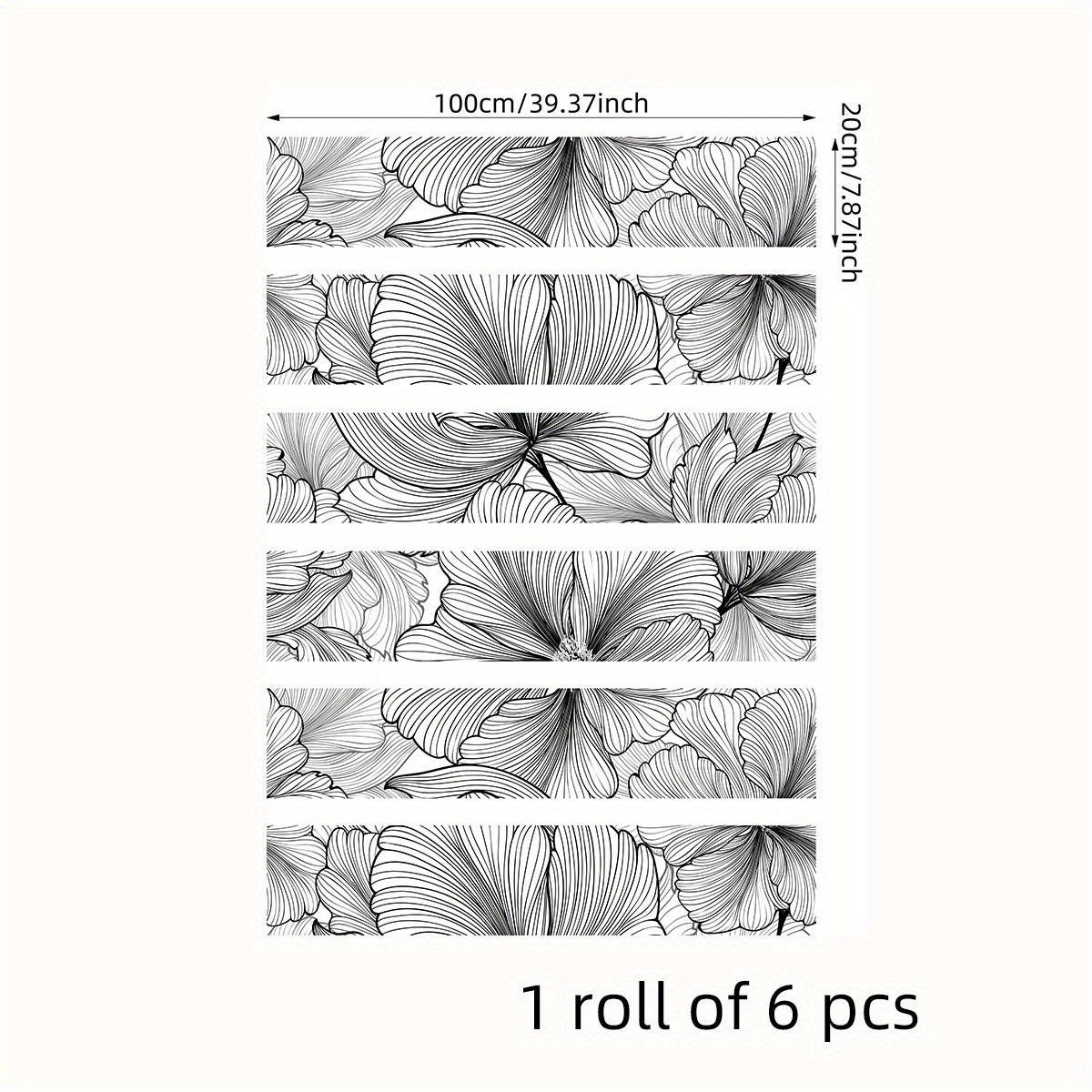 6pcs Tropical Flower Stair Stickers Self-adhesive Wallpaper