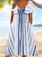 Floral Print V Neck Maxi Dress