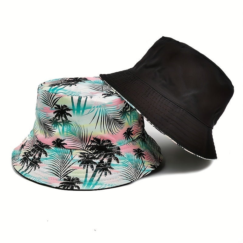 Coconut Tree Print Bucket Hat Lightweight Fisherman Cap Women