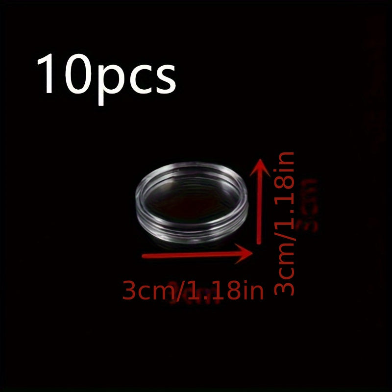 10pcs Plastic Round Box Coin Storage Container