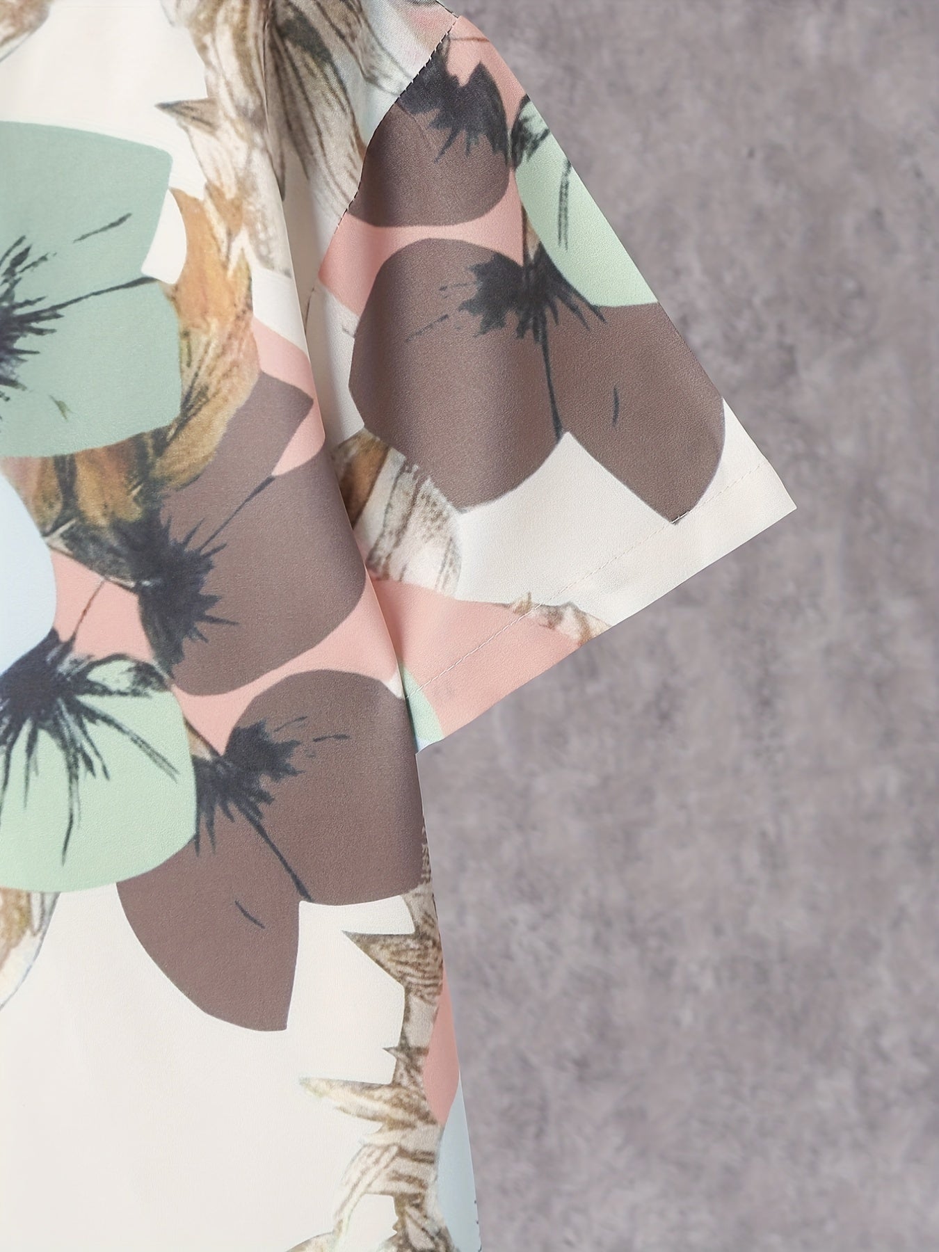 Boys Flower Print Button Down Short Sleeve Shorts