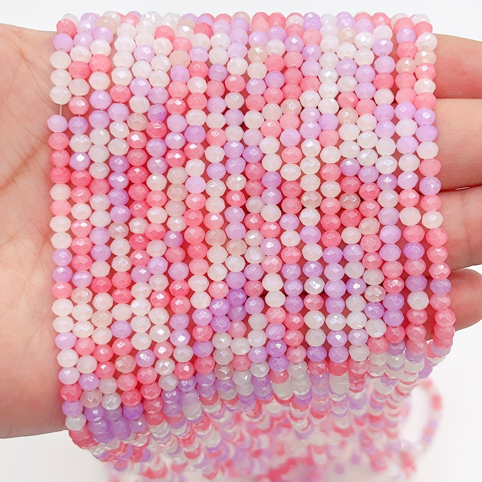 100pcs 4mm Pink & Mixed Faceted Glass Beads - DIY Jewelry Spacer Beads