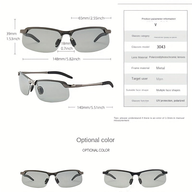 Men's Polarized Sunglasses Retro Metal Frame Night Dual Use Driving Fishing