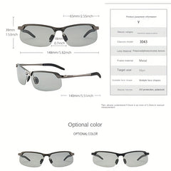 Men's Polarized Sunglasses Retro Metal Frame Night Dual Use Driving Fishing