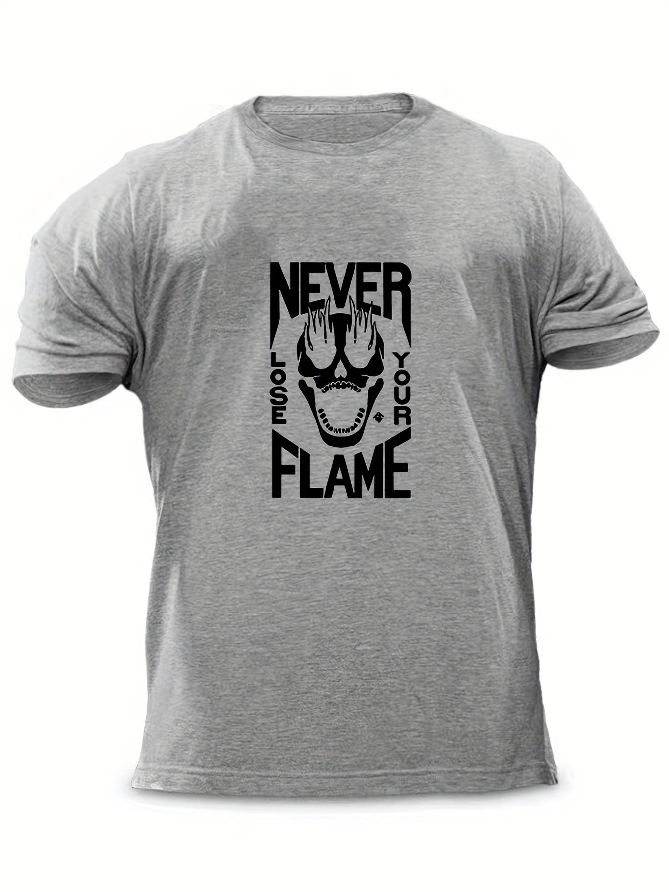 Men's Flame Skull Graphic Tee for Summer