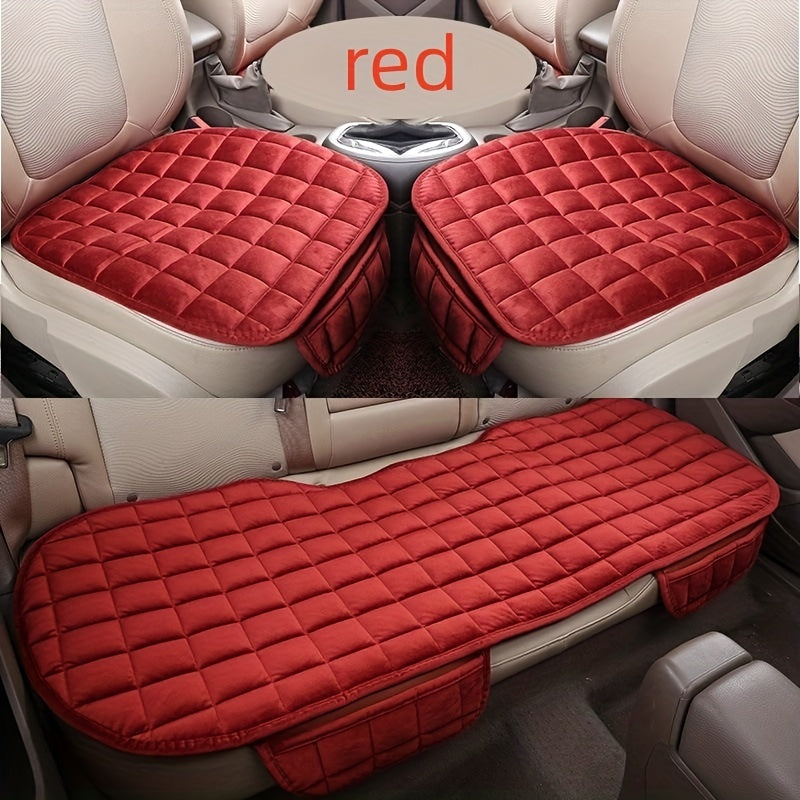 Plush Car Seat Cushion Winter Three-piece Set Non-slip Tie Car Supplies
