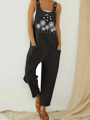 Pocket Solid Tank Jumpsuit Loose Casual Women's Clothing