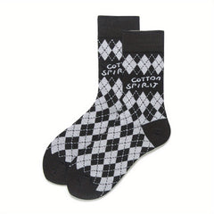 4 Pairs Plaid Crew Socks Women's Stockings Mid Tube Comfy Breathable
