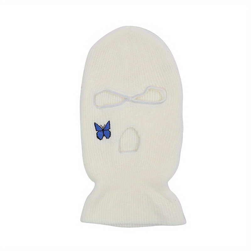 Butterfly Embroidery Y2K Balaclava Solid Ski Mask Hip Hop Knitted Mask