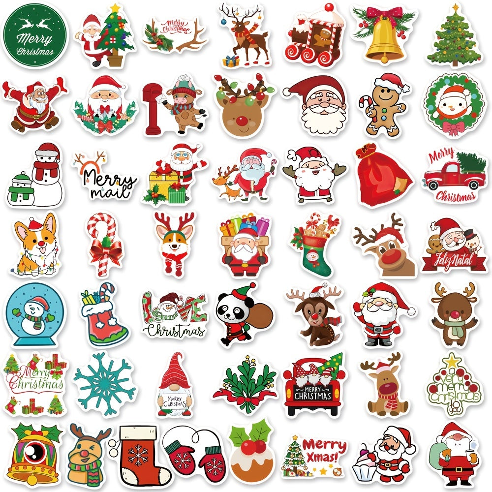 50pcs Cartoon Christmas Sticker Set for DIY Gift Decorations