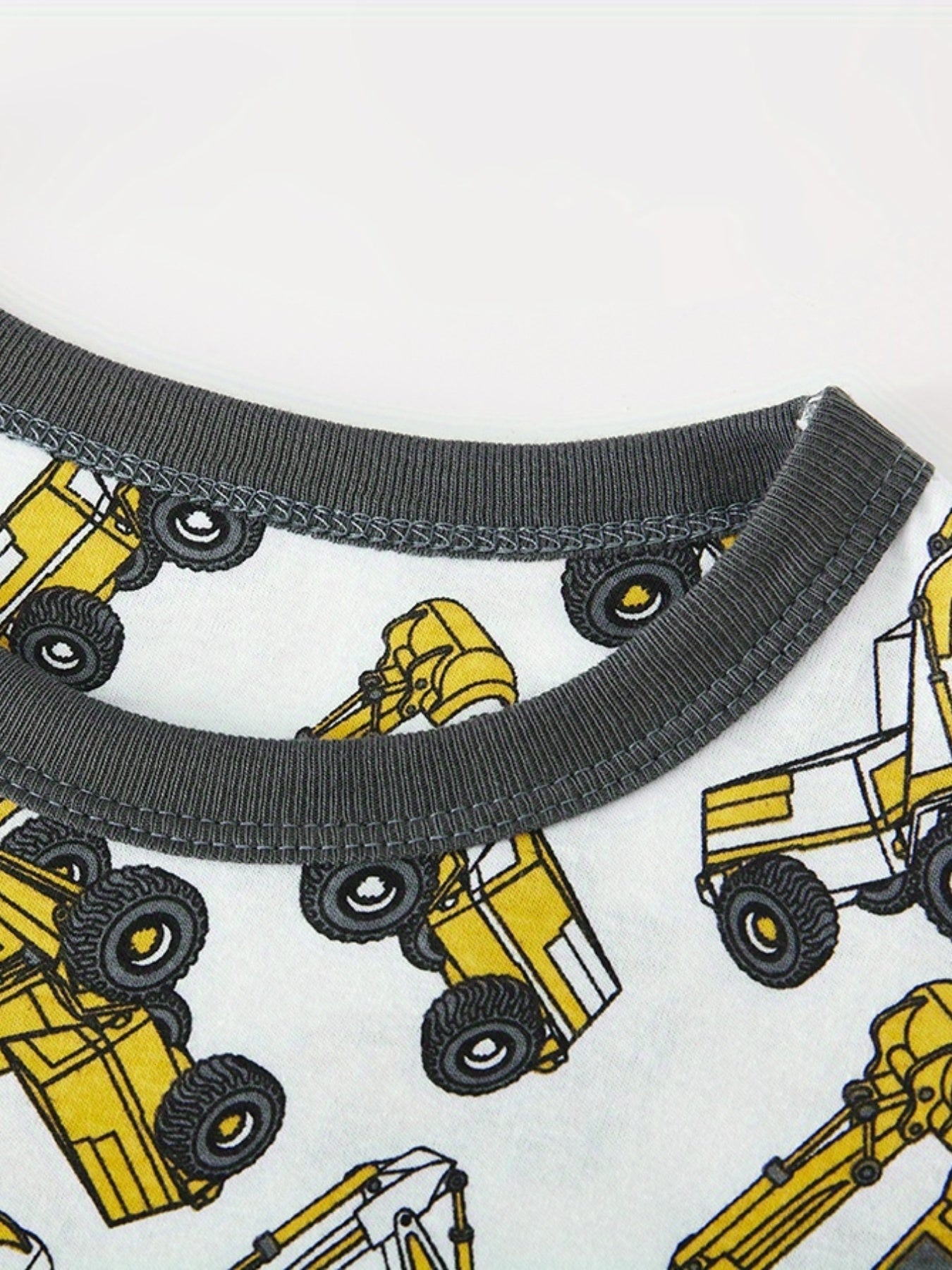 Boys Excavator Cotton Pajamas Set Long Sleeves Comfortable Homewear