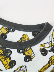 Boys Excavator Cotton Pajamas Set Long Sleeves Comfortable Homewear
